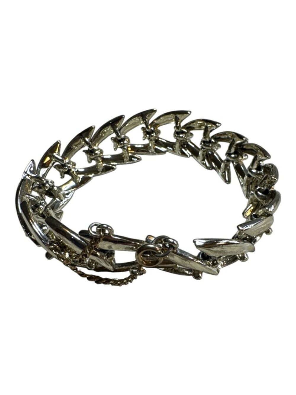 Vintage Coro Gold tone Dolphin Link Bracelet with Safety Chain